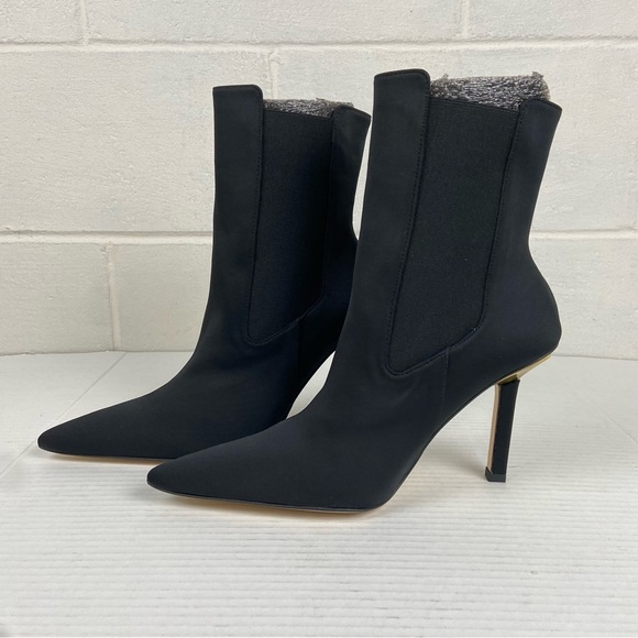 NEW‎ Good American Pointed Toe Heeled Bootie Black Neoprene Women's 9.5 GA118N-X - Picture 3 of 10